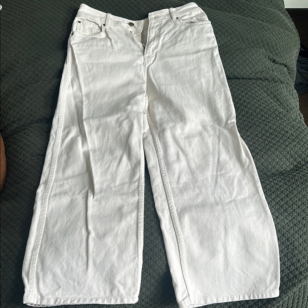 Sezane Le Crop Cream Wide-Leg Cropped Jeans